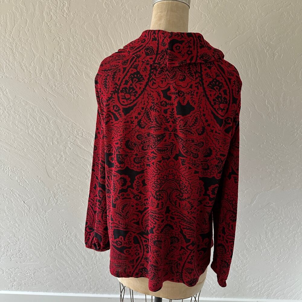 SOFT SURROUNDINGS Womens Kendra Waffle Top Size Large Cowl Neck Quiet Luxury - Picture 3 of 9